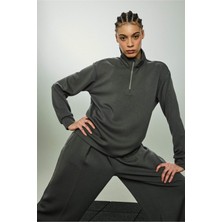 DeFacto Ultra Yumuşak Oversize Fermuarlı Modal Sweatshirt D7126AX26SP