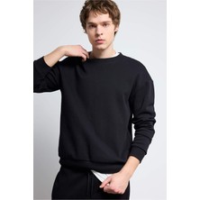 DeFacto Boxy Fit Bisiklet Yaka Basic Düz Pike Sweatshirt E1519AX26SP