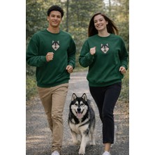 Muhtar Store Siberian Husky Köpek Desenli Sevgili Sweatshirt – Unisex Çift Kombini