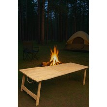 Hepta Collection Katlanır Sabit Ayaklı Kamp, Piknik ve Bahçe Masası 70X150 cm - Ham Naturel Renk