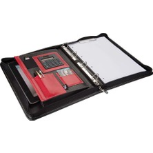 Hepta Collection 2k 555-1 Sekreterlik A4 Hesap Makineli El Portföyü Fermuarlı Çift Mekanizmalı Suni Sekreter Notluğu,