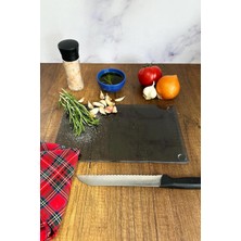 Hepta Collection Decorıta Cam Kesme Tahtası - Cam Kesme Tablası | (Füme Cam, 17CM x 29CM)