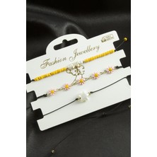 Nacario 3 Adet Papatya Mineli Kum Boncuk Bileklik