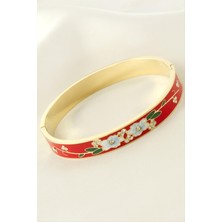 Nacario Çiçek Mineli Lüks Çelik Kelepçe Bileklik