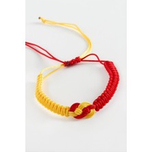 Nacario Sarı Kırmızı Makrome Örgülü Bileklik