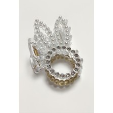 Nacario Tavşan Kulaklı Inci Taşlı Mandal Toka 8 cm