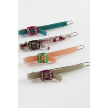 Nacario Kare Taşlı Klipsli Toka