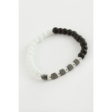 Nacario Siyah Beyaz Doğaltaş Bileklik 6 mm