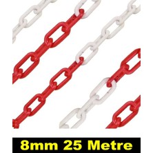 25 mt Plastik Zincir 8 mm Kırmızı Beyaz Yağmur Oluk Zinciri