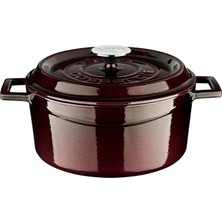 Delixa Metal Premium Serisi - Döküm Yuvarlak Tencere, 24 Cm, Majolik Mor