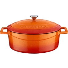 Delixa Metal Oval Döküm Tencere, 25 Cm, Turuncu