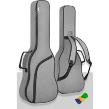 Delixa Cs-41 Case Akustik Gitar Soft Case Kalın Çanta Kılıf Gigbag (Pena Hediyeli) Gri