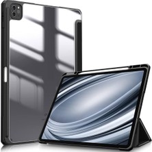 Delixa iPad Pro 11 M4 2024 ile Uyumlu Kılıf Grafiti Şeffaf Kalem Bölmeli A2836 A2837 A3006 Siyah