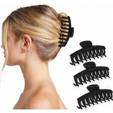 Delixa 3’lü Siyah Büyük Boy Kaydırmaz Mandal Toka Seti, Kadın Çocuk Mandal Toka (11CM) 3'lü Set