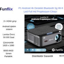 Funflix P1 8000 Lümen Full Hd Wi-Fi Android Projeksiyon Cihazı