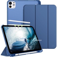 Delixa iPad Pro 11 3./4. Nesil M2 ile Uyumlu Kılıf Flip Cover Kalem Bölmeli Pc Case 2020-2022 Lacivert