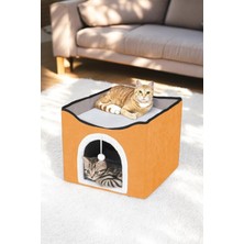 Delixa Sevimli Katlanır Taşınabilir Çok Fonksiyonlu Kapalı Kedi Evi Yatağı Turuncu