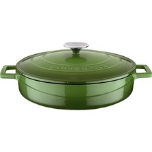 Delixa Metal Döküm Çok Amaçlı Yayvan Tencere, Trendy, 28 Cm, 3.51 L Hacim, Yeşil