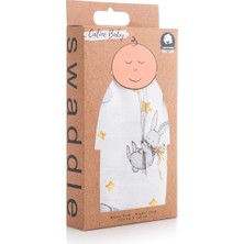 Delixa Caline Baby Müslin Bezi Örtü Tavşan Desen - Gri 120X120 cm + 4 Adet Ağız Mendili