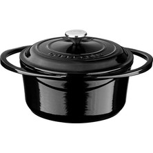 Delixa Metal Heritage Serisi - Döküm Tencere, Yuvarlak, 20 Cm, Siyah