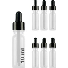 Delixa 10 ml Metal Kapaklı Damlalık Dropper Şişesi Serum 10 cc Cam Şişe 6 Adet (Siyah Kapak, Şeffaf)