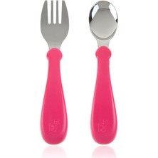 Delixa Babyjem Paslanmaz Çelik Çatal Kaşık Seti Pembe