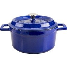 Delixa Metal Premium Serisi - Döküm Yuvarlak Tencere, 20 Cm, Majolik Mavi