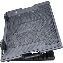 Delixa Ergostand Laptop Soğutucu Stand | 5 Kademeli Açılı Ergonomik Tasarım | 140MM Sessiz Fan | 2 Port USB