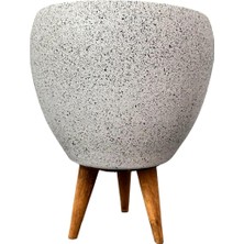 Delixa Bitki Tasarımı Ev Dekorasyon Beyaz Granit Toprak Saksı Saksılık Salon Çiçeklik 3 Ayaklı - 15 cm