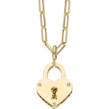 Harem Altın Kilit Kalp Uçlu Kolye ZKU081