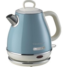 Delixa Elektrikli Su Isıtıcı 1 Litre Mavi 2868/05 - Paslanmaz Çelik, Retro Kettle, 1630 Watt, Otomatik Kapa