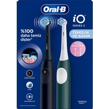 Delixa Oral-B Io 2 Şarjlı Diş Fırçası Seti 2'li - Gece Siyahı/yeşil
