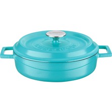 Delixa Metal Spring Serisi - Döküm Çok Amaçlı Tencere, Yuvarlak, 24 Cm, Mat Emaye, Parlak Siyah Taban, Turk