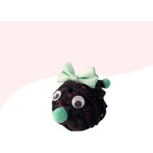 Delixa Çıngıraklı Örme Kedi Oyuncağı 9cm Siyah Desenli