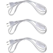 Delixa 3 Adet Fişli Anahtarlı Arapuarlı Hazır Kablo | 2 Metre, 0.50 Mm² Beyaz | Aplik, Abajur, Masa Lambası