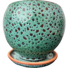 Delixa Bitki Tasarımı Ev Dekorasyon Turkuaz Şekilli Artistik Çift Sırlı Iç ve Dış Mekan Kullanımlı Tabaklı