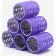 Delixa 1215 Büyük Boy Bigudi 6lı (Cırtlı - Yapışkanlı Bigudi) Mor Çap: 4.5cm