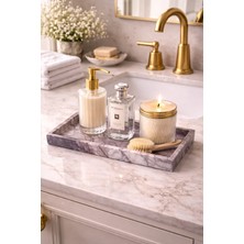 Marbello Premium Leylak Mermer Tepsi 17X32 cm | El Işçiliği Doğal Taş Dekoratif Organizer