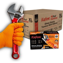 Kafem Prof Dia Ekstra Kalın Turuncu Nitril Eldiven Elmas Dokulu Xl 50 Adet x 20 Paket - Koli