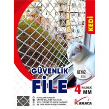 Kedi Balkon Güvenlik Filesi 2.3x2 M, 4 mm Ip Kalınlığı, 4x4 Gözenekli, Montaj Seti
