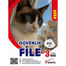 Kedi Balkon Güvenlik Filesi 2.8X3M, 3mm Ip Kalınlığı, 4x4 Gözenekli, Montaj Seti