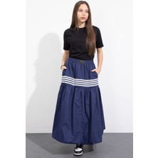 Cansın Mini Lacivert Şerit Desenli Kız Çocuk Balon Etek  23557