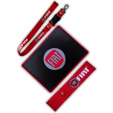 Tusba Market Fiat Logolu Anahtarlıklı Oto Ayna Askısı & Torpido Üstü Kaydırmaz Ped & Tampon Dili - Çeki İpi