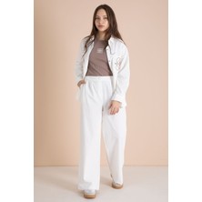 Cansın Mini Ekru Nakışlı Gömlekli Badili Kız Çocuk 3lü Pantolonlu Takım 23562