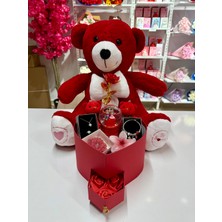 Ayı Evreni Büyük Peluş Ayılı Romantik Hediye Kutusu Kırmızı | Kırmızı Kutu | Kar Küresi, Çelik Takı Seti, Peluş Ayıcık | Sevgiliye, Anneye, Doğum Günü, 14 Şubat, Yıldönümü