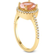 Joy of Jade Marisol Tektaş Yüzük - Pembe | 1 Mikron 18 Ayar Altın Kaplama (925 Ayar Gümüş Üzerine), Zirkonyum