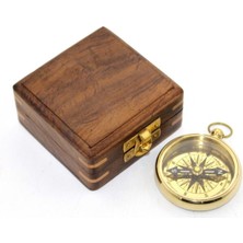 Özbience Ahşap Kutu Pirinç Pusula, Doğa Severler Için Şık Aksesuar