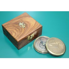 Özbience El Yapımı Pirinç Pusula, Ahşap Kutuda, Güçlü ve Şık Tasarım