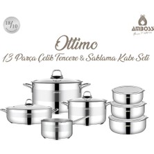 Amboss Ottimo 13 Parça Paslanmaz Çelik Tencere Saklama Kabı Seti