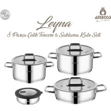 Amboss Leyna 8 Parça Paslanmaz Çelik Tencere Saklama Kabı Seti